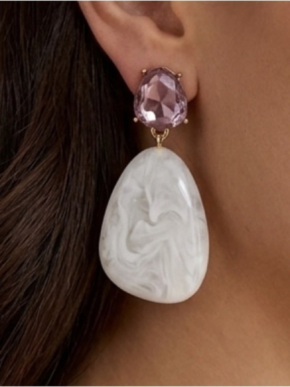 😍CLEARANCE - JOE FRESH Purple Stud White Teardrop Earrings
